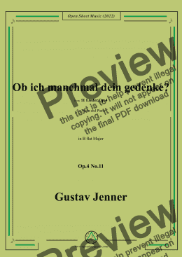 page one of Jenner-Ob ich manchmal dein gedenke?,in B flat Major,Op.4 No.11