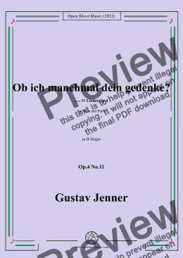 page one of Jenner-Ob ich manchmal dein gedenke?,in B Major,Op.4 No.11