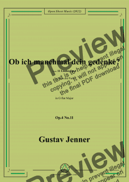 page one of Jenner-Ob ich manchmal dein gedenke?,in G flat Major,Op.4 No.11