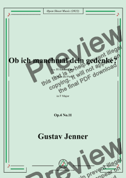 page one of Jenner-Ob ich manchmal dein gedenke?,in F Major,Op.4 No.11