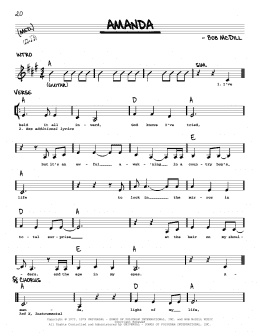 page one of Amanda (Real Book – Melody, Lyrics & Chords)