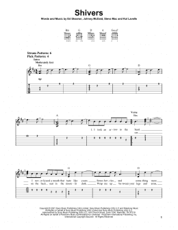 page one of Shivers (Easy Guitar Tab)