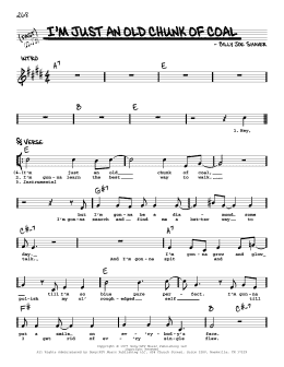 page one of I'm Just An Old Chunk Of Coal (Real Book – Melody, Lyrics & Chords)