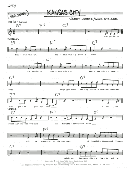 page one of Kansas City (Real Book – Melody, Lyrics & Chords)