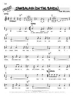 page one of Jambalaya (On The Bayou) (Real Book – Melody, Lyrics & Chords)