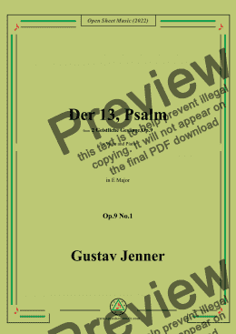 page one of Jenner-Der 13,Psalm,in E Major,Op.9 No.1 