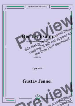 page one of Jenner-Der 13,Psalm,in G Major,Op.9 No.1