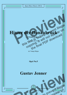 page one of Jenner-Hinter der Donaubrück,in F sharp Major,Op.6 No.5 