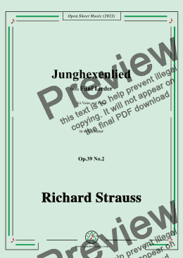 page one of Richard Strauss-Junghexenlied,in e flat minor,Op.39 No.2 