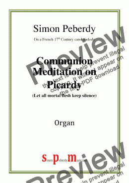 page one of Organ Meditation on Picardy (Let all mortal flesh keep silence) by Simon Peberdy on a French carol melody