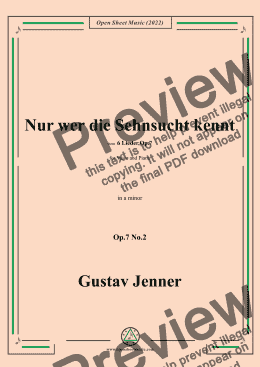 page one of Jenner-Nur wer die Sehnsucht kennt,in a minor 