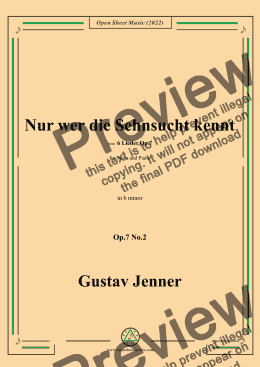 page one of Jenner-Nur wer die Sehnsucht kennt,in b minor 