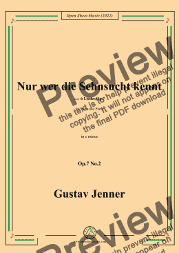 page one of Jenner-Nur wer die Sehnsucht kennt,in c minor 