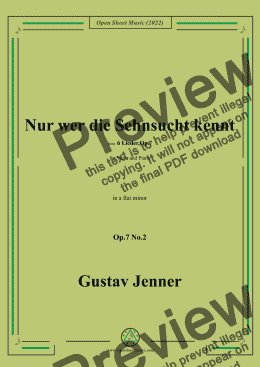 page one of Jenner-Nur wer die Sehnsucht kennt,in a flat minor 