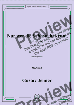 page one of Jenner-Nur wer die Sehnsucht kennt,in f sharp minor 