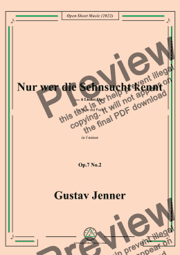 page one of Jenner-Nur wer die Sehnsucht kennt,in f minor