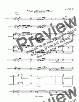 page one of Toccata and Fugue in d Minor (percussion)