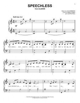 page one of Speechless (from Aladdin) (Very Easy Piano)