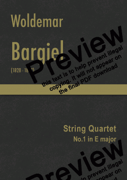 page one of Bargiel - String Quartet No.1 in E major