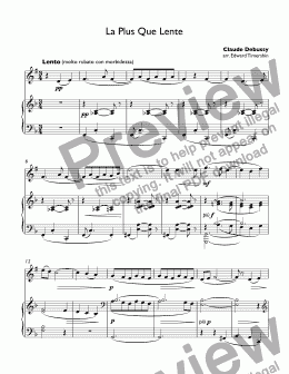 page one of  Debussy, Claude - La Plus Que Lente(Valse) for trumpet Bb & piano