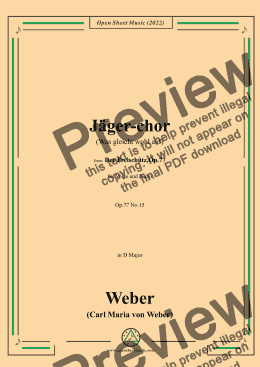 page one of Weber-Jäger-chor(Was gleicht wohl auf),from 'Der Freischütz,Op.77' 