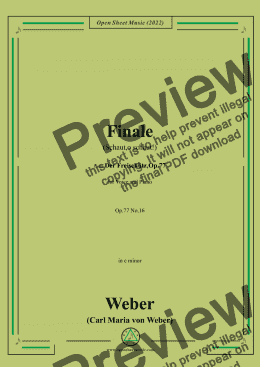 page one of Weber-Finale(Schaut,o schaut!),from 'Der Freischütz,Op.77'