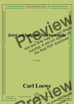 page one of Loewe-Jetzt erklang die Sterbestunde,in a minor