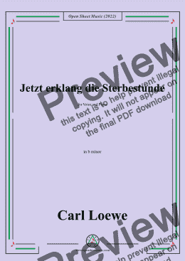 page one of Loewe-Jetzt erklang die Sterbestunde,in b minor 