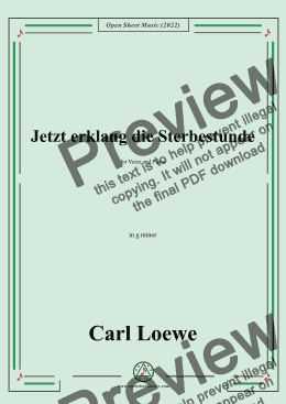 page one of Loewe-Jetzt erklang die Sterbestunde,in g minor 