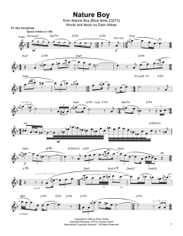 page one of Nature Boy (Alto Sax Transcription)