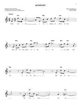 page one of Nature Boy (Easy Lead Sheet / Fake Book)