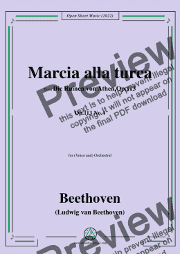 page one of Beethoven-Marcia alla turca,from Die Ruinen von Athen(The Ruins of Athens)