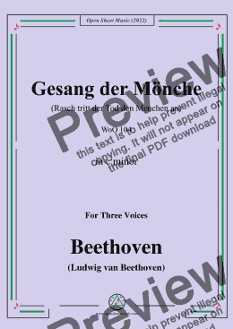 page one of Beethoven-Gesang der Monche(Rasch tritt der Tod den Menchen an),WoO 104