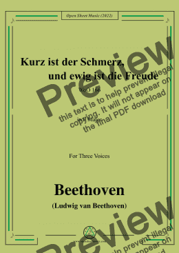 page one of Beethoven-Kurz ist der Schmerz,und ewig ist die Freude,WoO 166