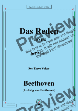 page one of Beethoven-Das Reden,WoO 168,in F Major,for Three Voices