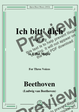 page one of Beethoven-Ich bitt dich,WoO 172,in E flat Major,for Three Voices 