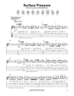 page one of Surface Pressure (from Encanto) (Easy Guitar Tab)