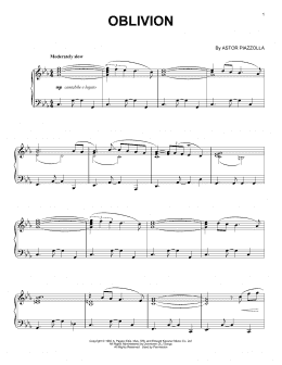 page one of Oblivion (Piano Solo)