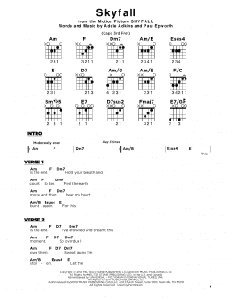 page one of Skyfall (Really Easy Guitar)