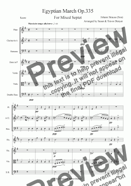 page one of Egyptian March - J Strauss - Mixed Septet - Score