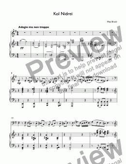 page one of Bruch, Max - Kol Nidrei for 4-valves flugelhorn Bb & piano (arr.Nak)