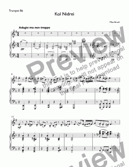 page one of Bruch, Max - Kol Nidrei for trumpet Bb & piano (arr.Dok)