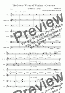 page one of The Merry Wives of Windsor - Overture - Nicolai - Mixed Septet - Score