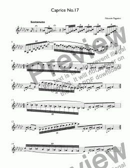 page one of Paganini, Niccolo - No. 17 (No,23)  in E-Flat Major  from 24 Caprices for Violin, Op. 1 for trumpet C