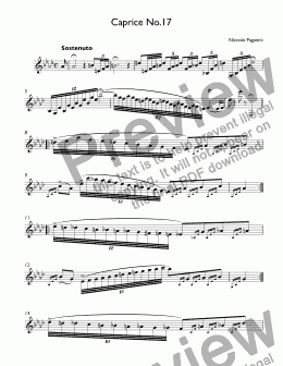 page one of Paganini, Niccolo - No. 17 (No,23) in E-Flat Major from 24 Caprices for Violin, Op. 1 for trumpet Bb