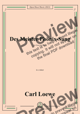 page one of Loewe-Des Meister Phonix-Sang,in c minor,for Voice and Piano 