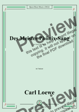 page one of Loewe-Des Meister Phonix-Sang,in f minor,for Voice and Piano 