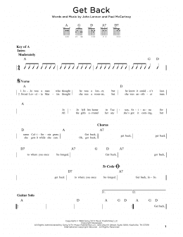 page one of Get Back (Guitar Rhythm Tab)