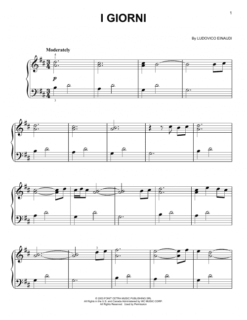 I Giorni Easy Piano Print Sheet Music Now