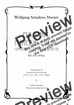 page one of Mozart: Masonic Funeral Music (Maurerische Trauermusik) KV 477 - arrangement for Standard Classical Orchestra